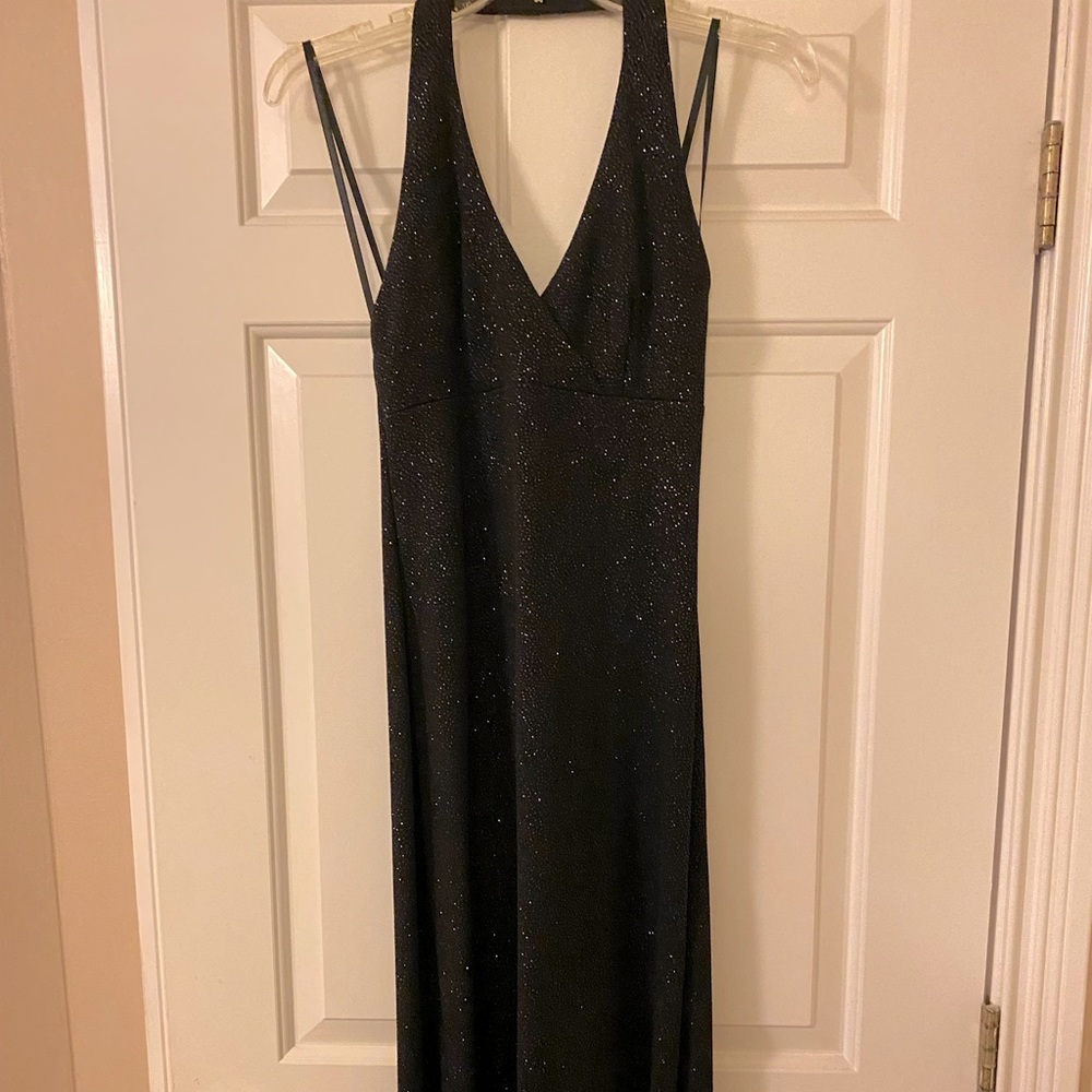 Black formal floor length gown with light silver sparkle (size small)